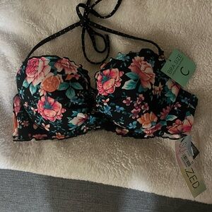 Sundazed Black Floral Bikini Top